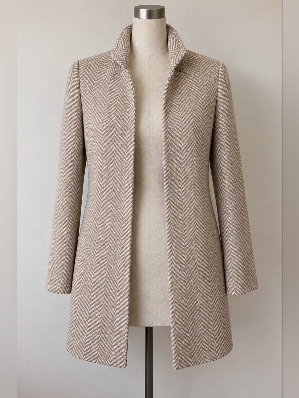 Moon & Madison Women’s Herringbone Open Front Long Cardigan Jacket Size S